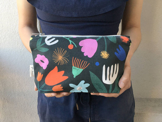 Handmade Make-up, Travel, Clutch Zip Purse - Floral Pop