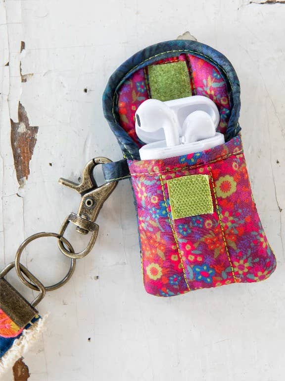 Ear Bud Case Mauve Garden Floral