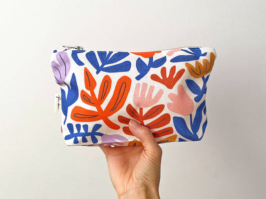 Handmade Make-up, Travel, Clutch Zip Purse - Petals (Light)