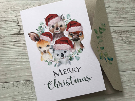 AUSTRALIAN ANIMALS CHRISTMAS Card: Regular