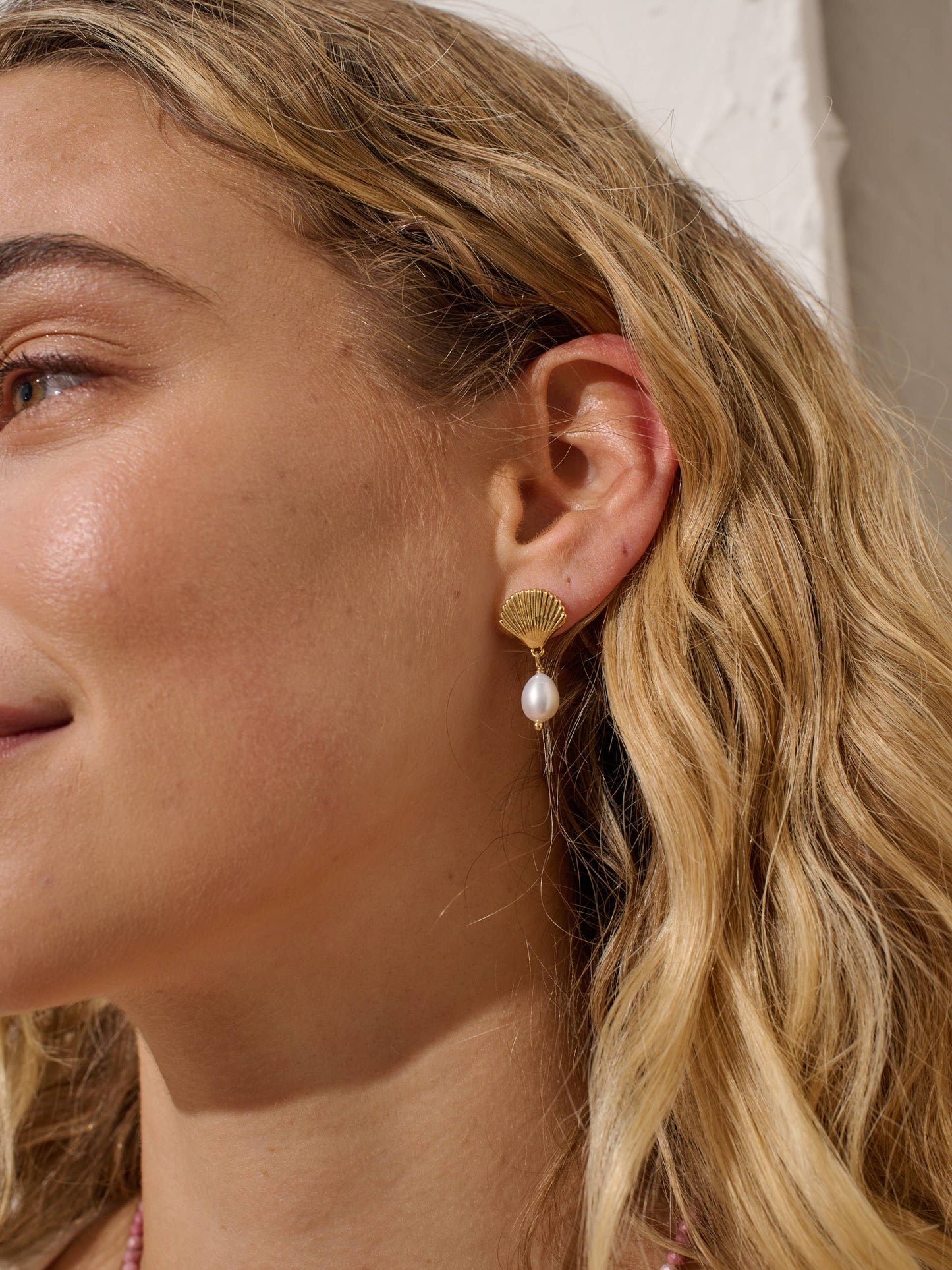 Clamshell Pearl 18K Gold Plated Earrings