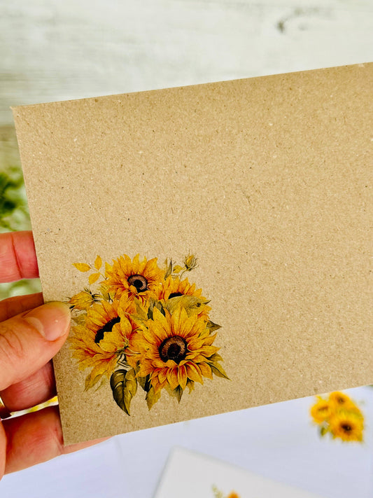 SUNFLOWERS Letter Writing Paper Set: Lined paper