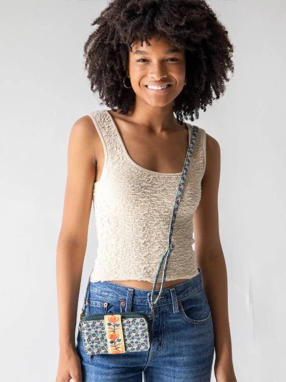 Wristlet Wallet—Blue Turquoise Floral