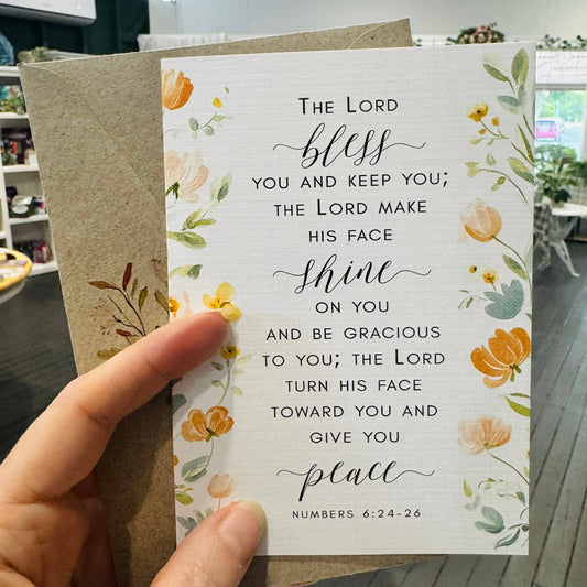 The Lord Bless you & keep you Scripture greeting card FLORAL - Numbers 6:24-26