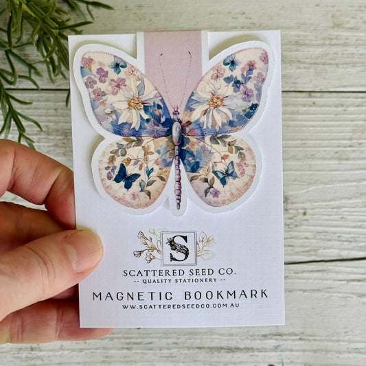 Pastel Butterfly Magnetic Bookmarks - Purple Floral