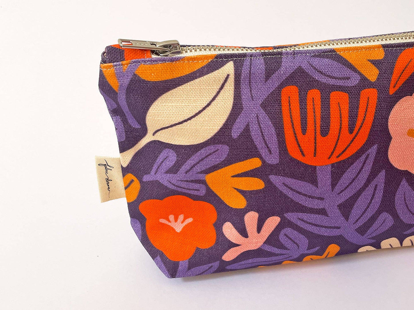 Handmade Make-up, Travel, Clutch Zip Purse - Petals (Purple)