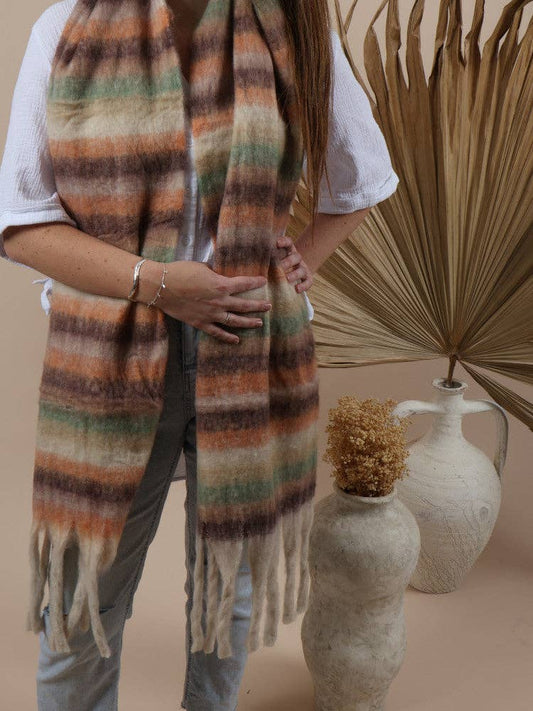 Fluffy Oversized Scarf - Alaska - Striped Candy