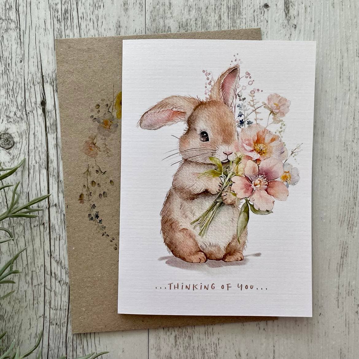 Floral Bunny card - Thinking of you