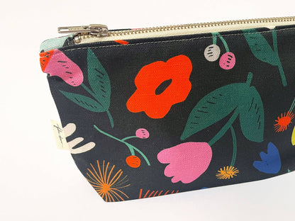 Handmade Make-up, Travel, Clutch Zip Purse - Floral Pop