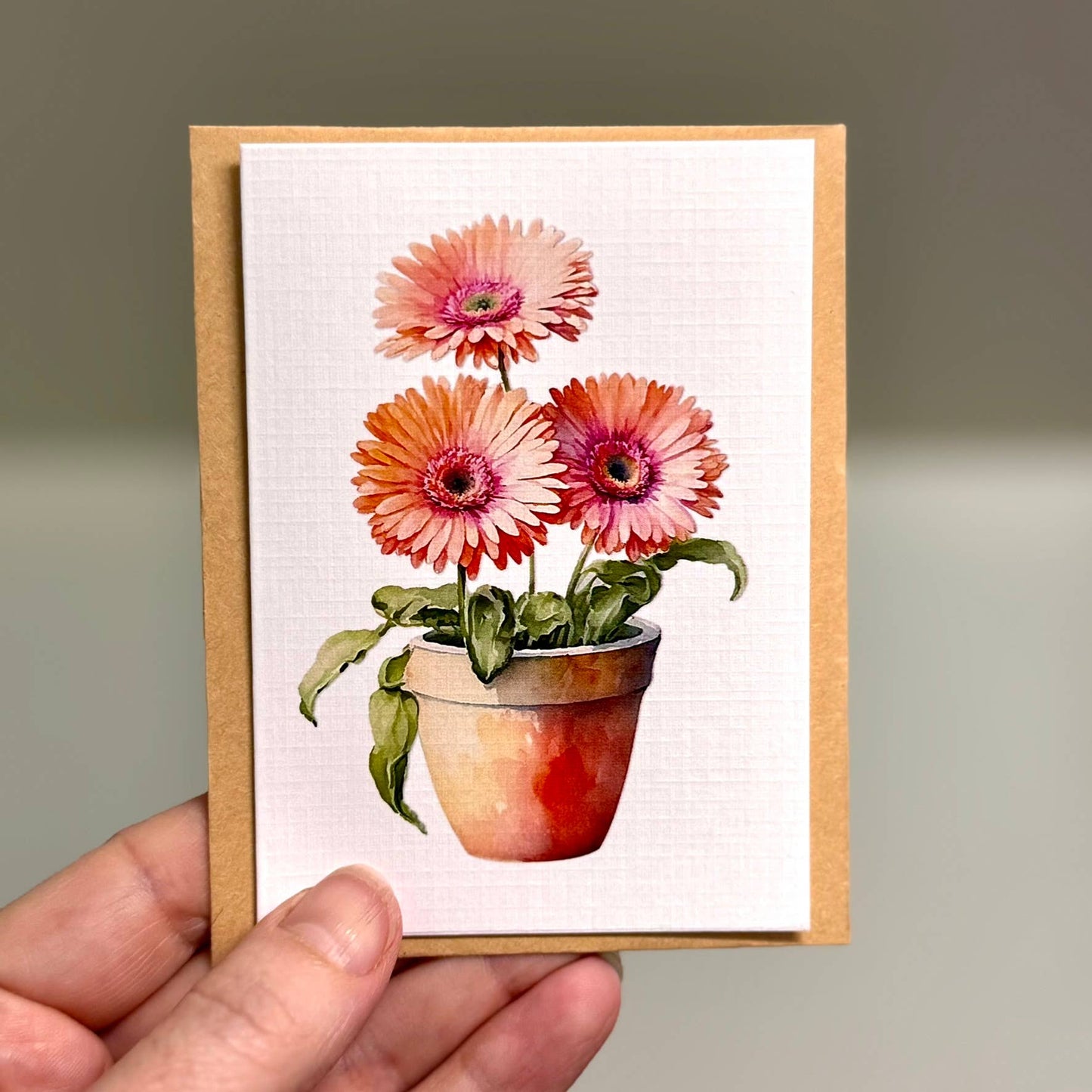 Mini greeting Cards -  Flower pots x 4