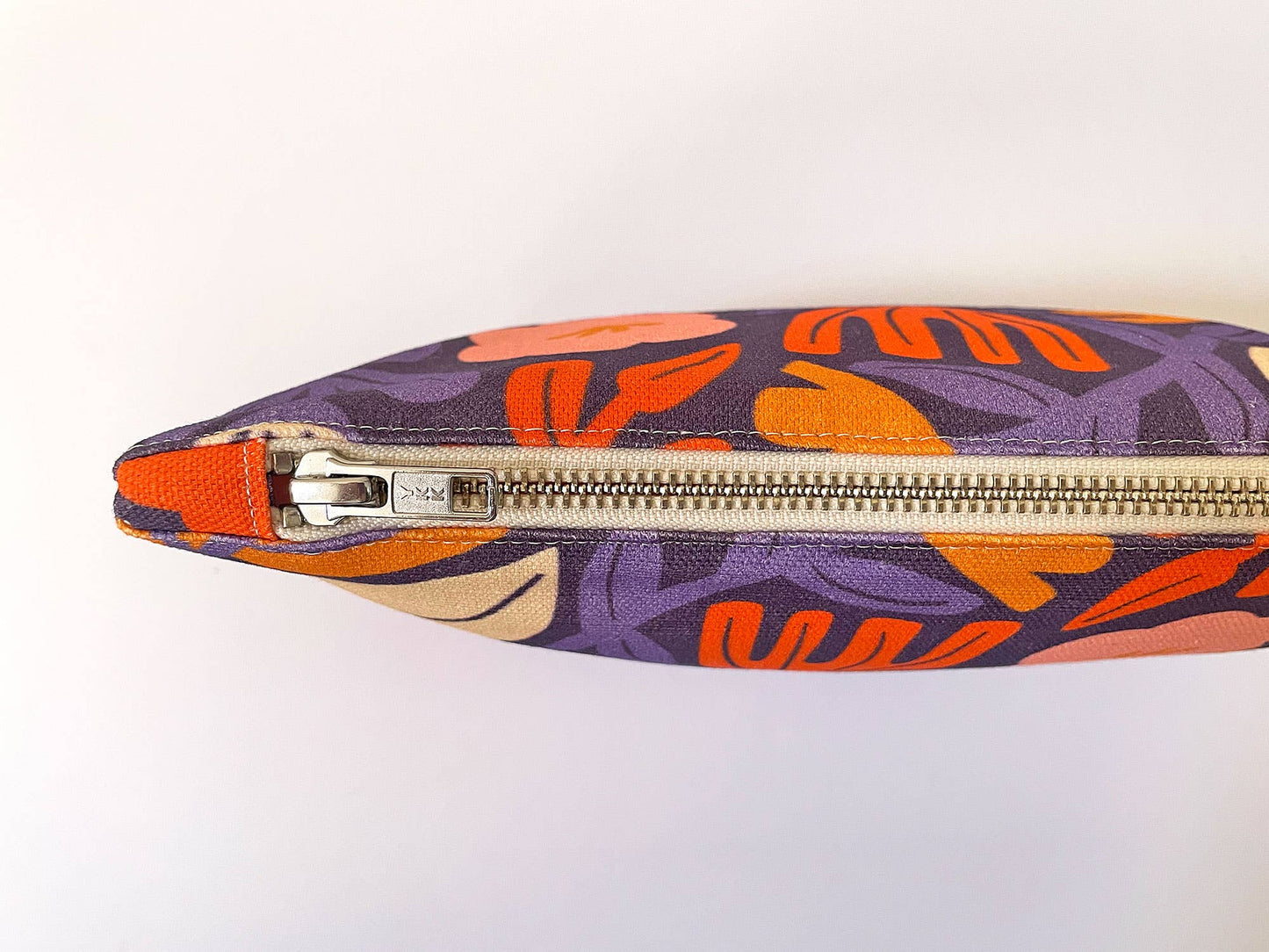 Handmade Make-up, Travel, Clutch Zip Purse - Petals (Purple)