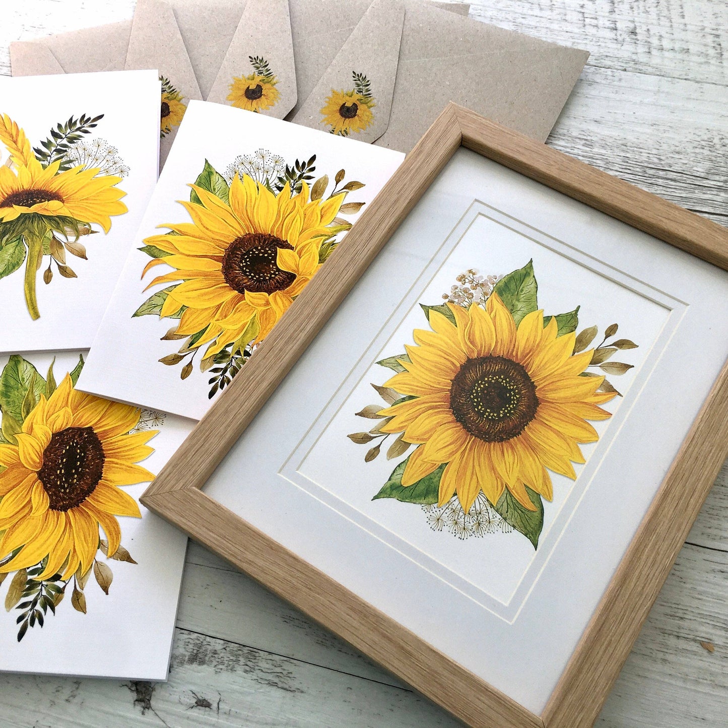 SUNFLOWERS cards set of 4: Mini set