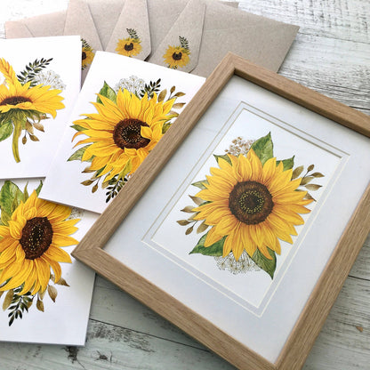 SUNFLOWERS cards set of 4: Mini set