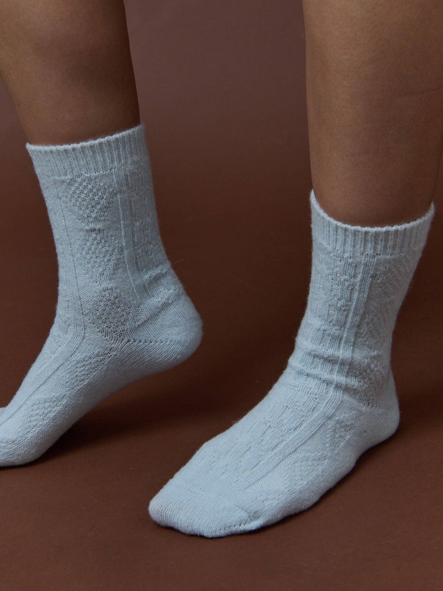 Fisherman Wool Crew Socks in Blue