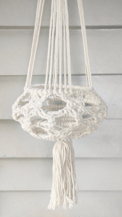 Natural Macrame Plant Hanger by The Green Home, front view.
