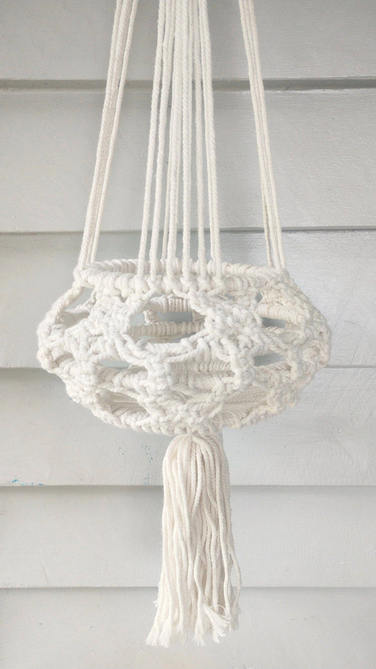 Natural Macrame Plant Hanger by The Green Home, front view.