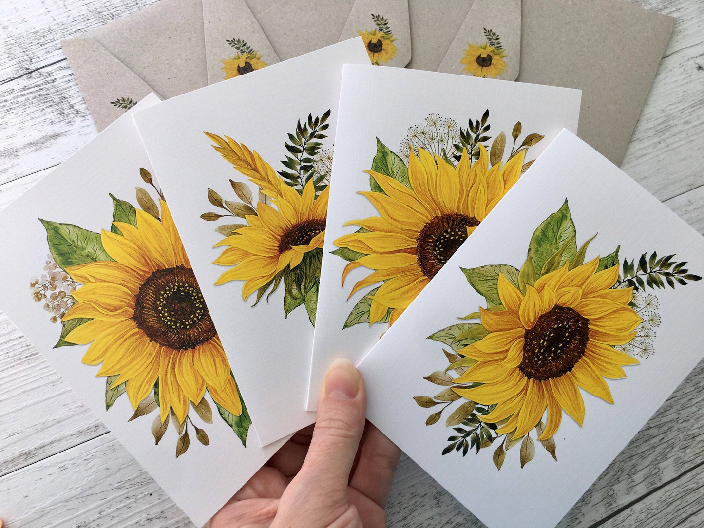 SUNFLOWERS cards set of 4: Mini set