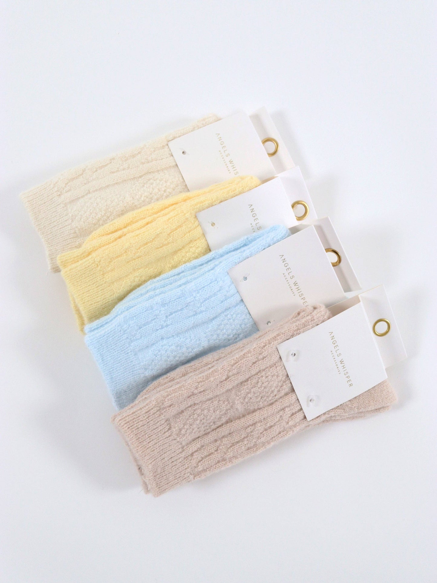 Fisherman Wool Crew Socks in Cream