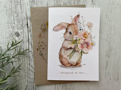 Floral Bunny card - Thinking of you