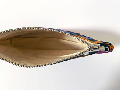 Handmade Make-up, Travel, Clutch Zip Purse - Frolic (Dark)