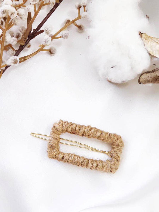 Ivy Twine Rectangle Hair Clip: Tan