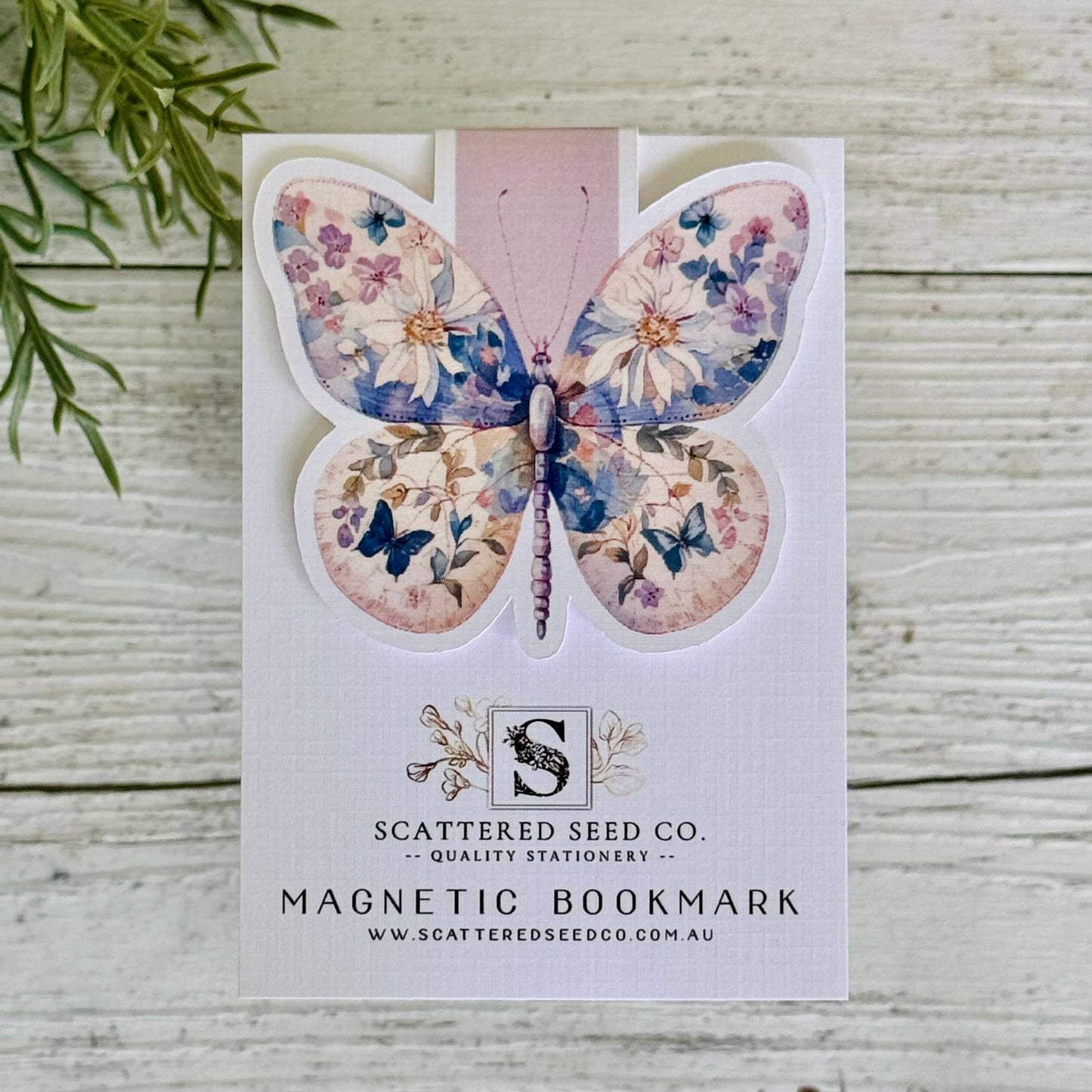 Pastel Butterfly Magnetic Bookmarks - Purple Floral