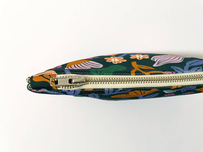 Handmade Make-up, Travel, Clutch Zip Purse - Frolic (Dark)