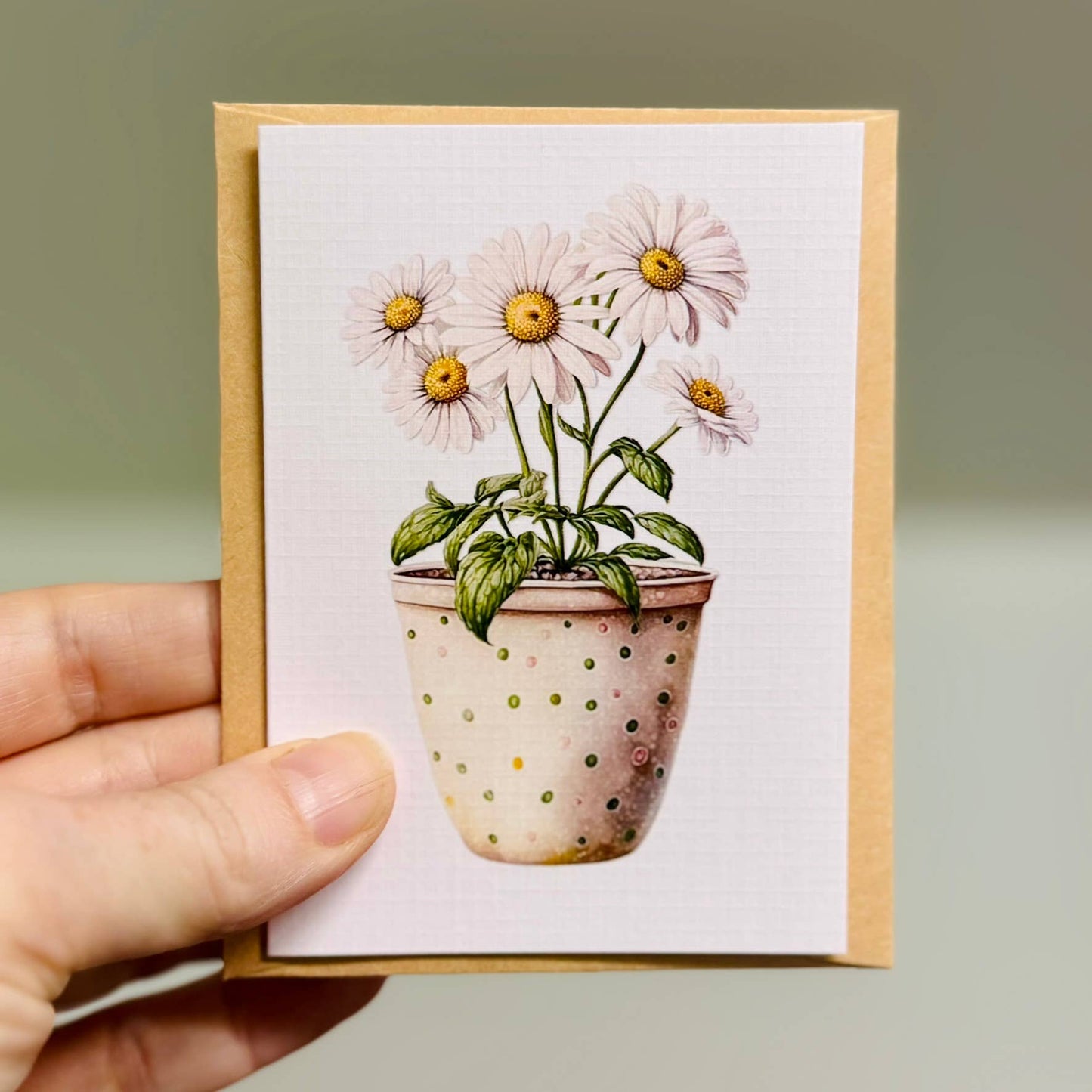 Mini greeting Cards -  Flower pots x 4