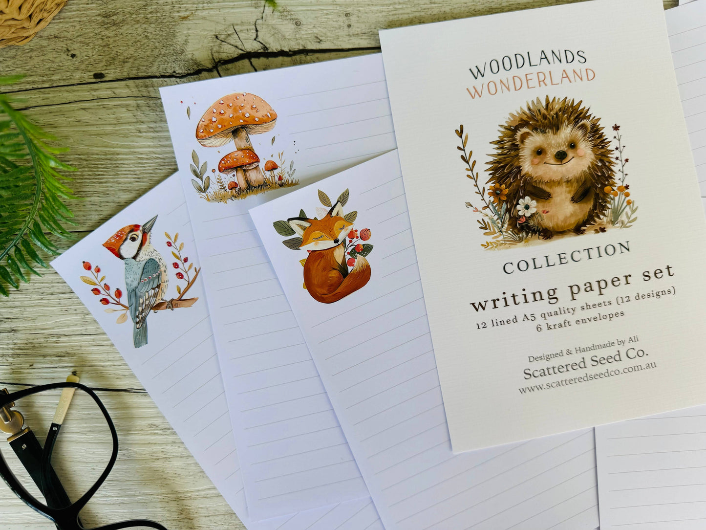 WOODLANDS Wonderland Letter Writing Paper Set for kids: Lined