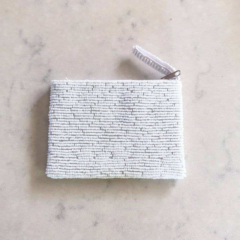 Blue Palm Beaded Coin Purse