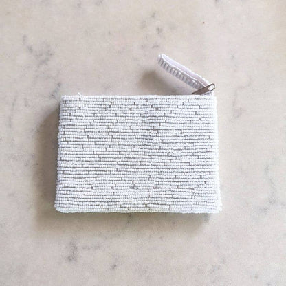 Blue Palm Beaded Coin Purse