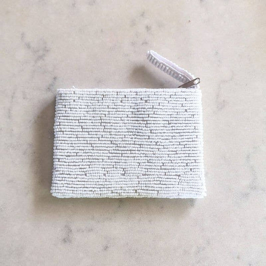 Blue Palm Beaded Coin Purse