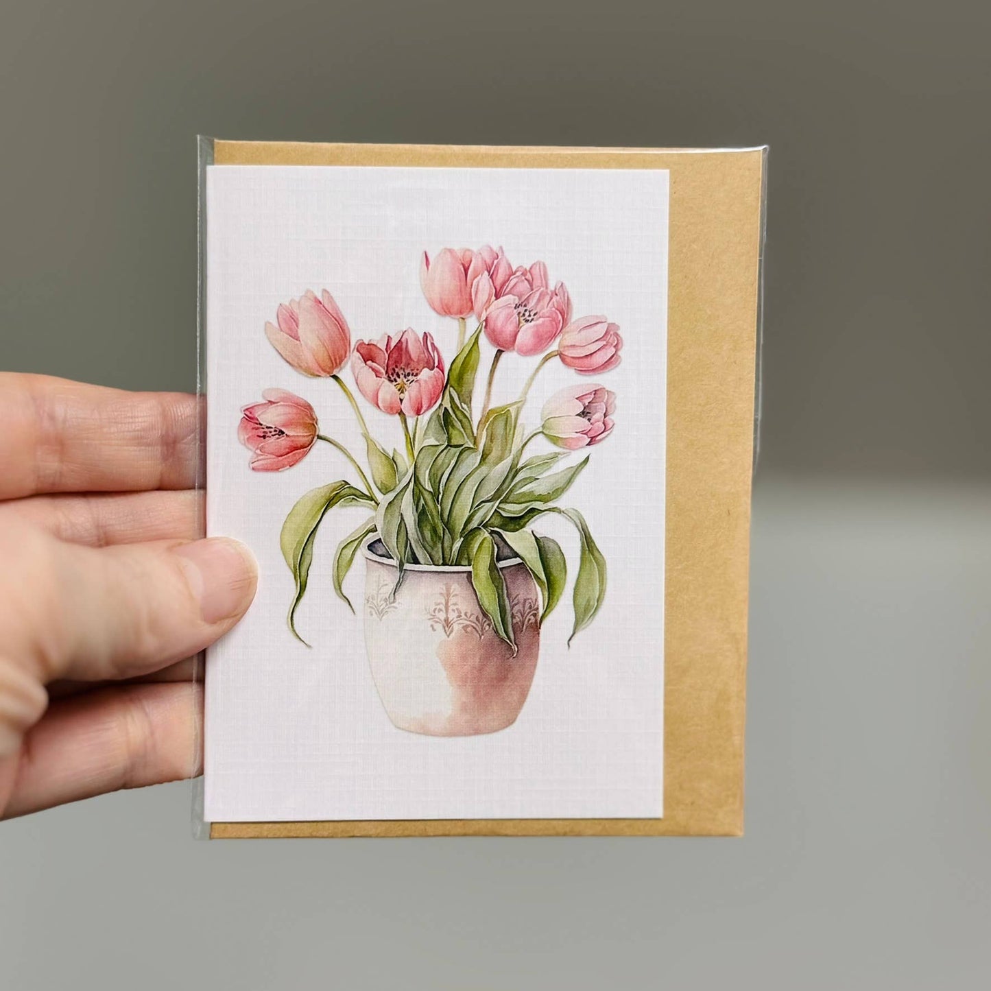Mini greeting Cards -  Flower pots x 4