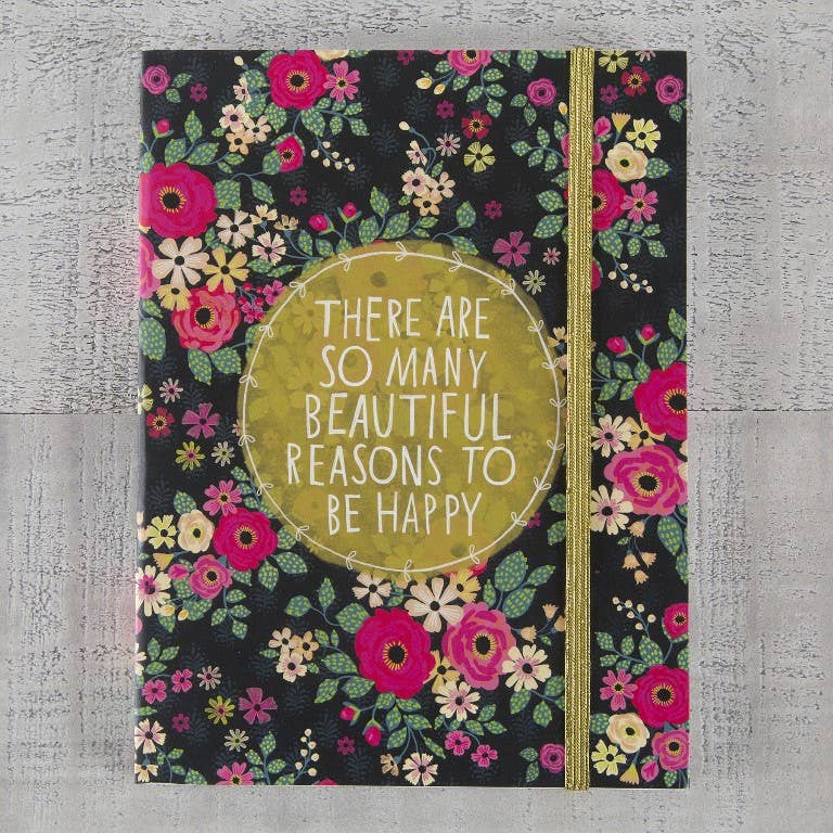 Journal/Notebook with floral design and motivational quote on a textured surface
