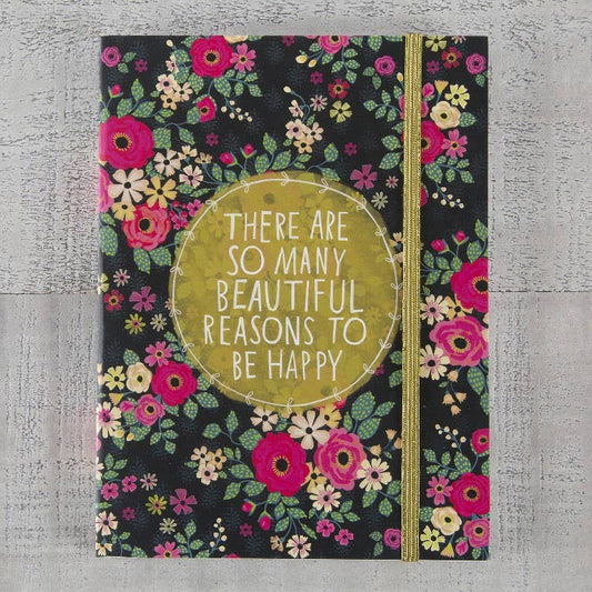 Journal/Notebook with floral design and motivational quote on a textured surface