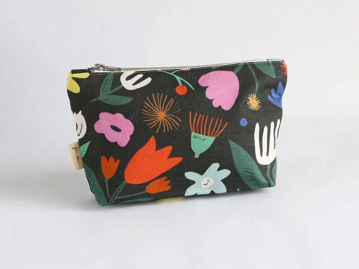 Floral-patterned Handmade Make-up, Travel, Clutch Zip Purse on a white background