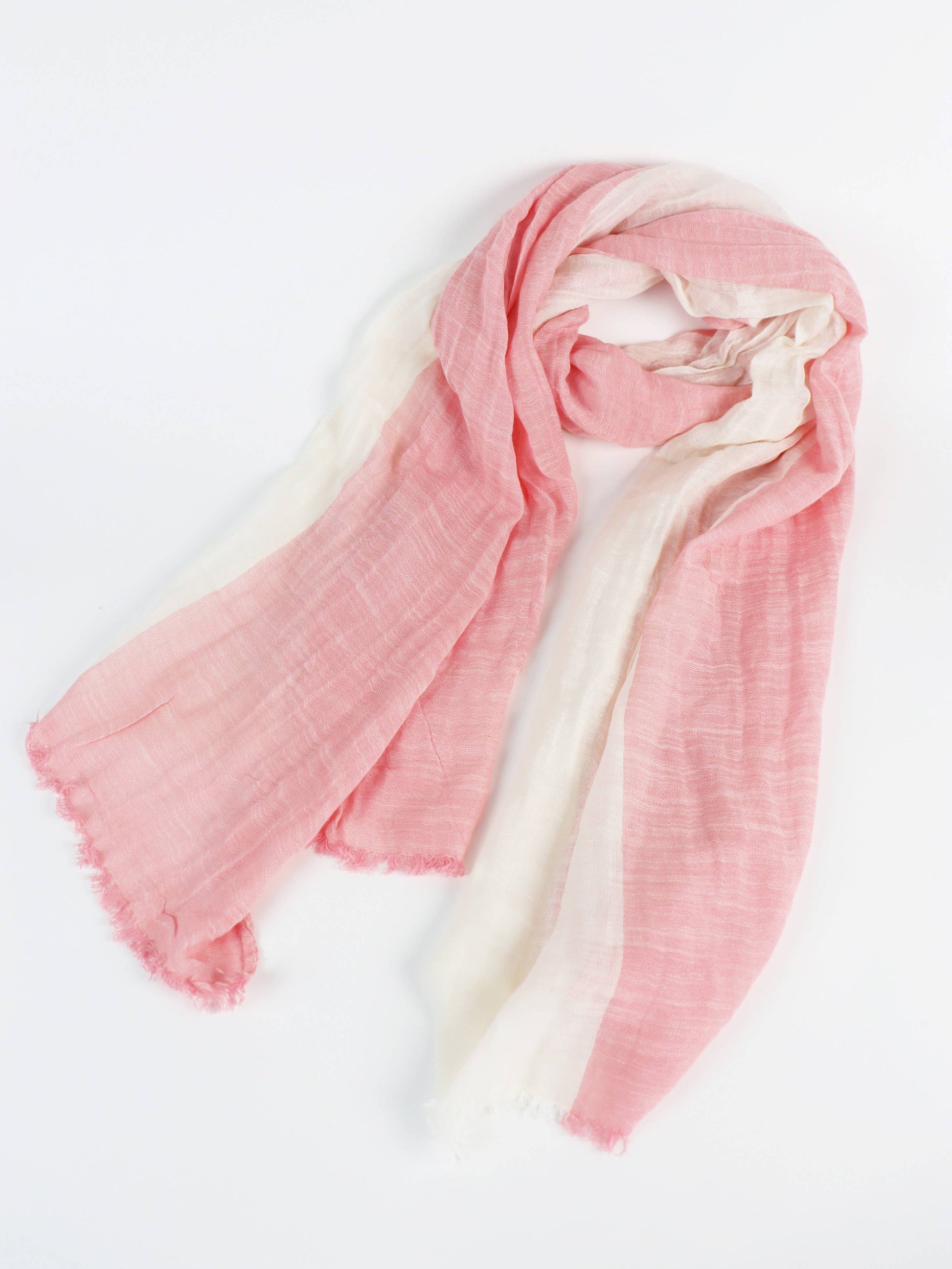 Pink and white scarf on a white background