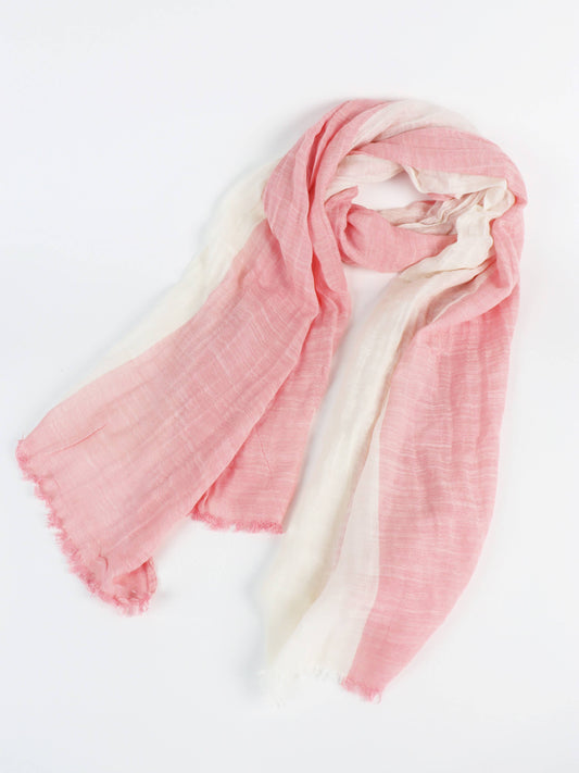 Pink and white scarf on a white background