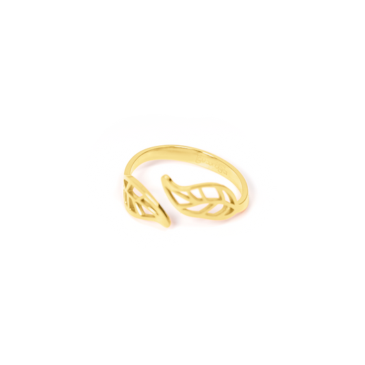  Restoring Peace Ring: Gold with leaf design on a white background