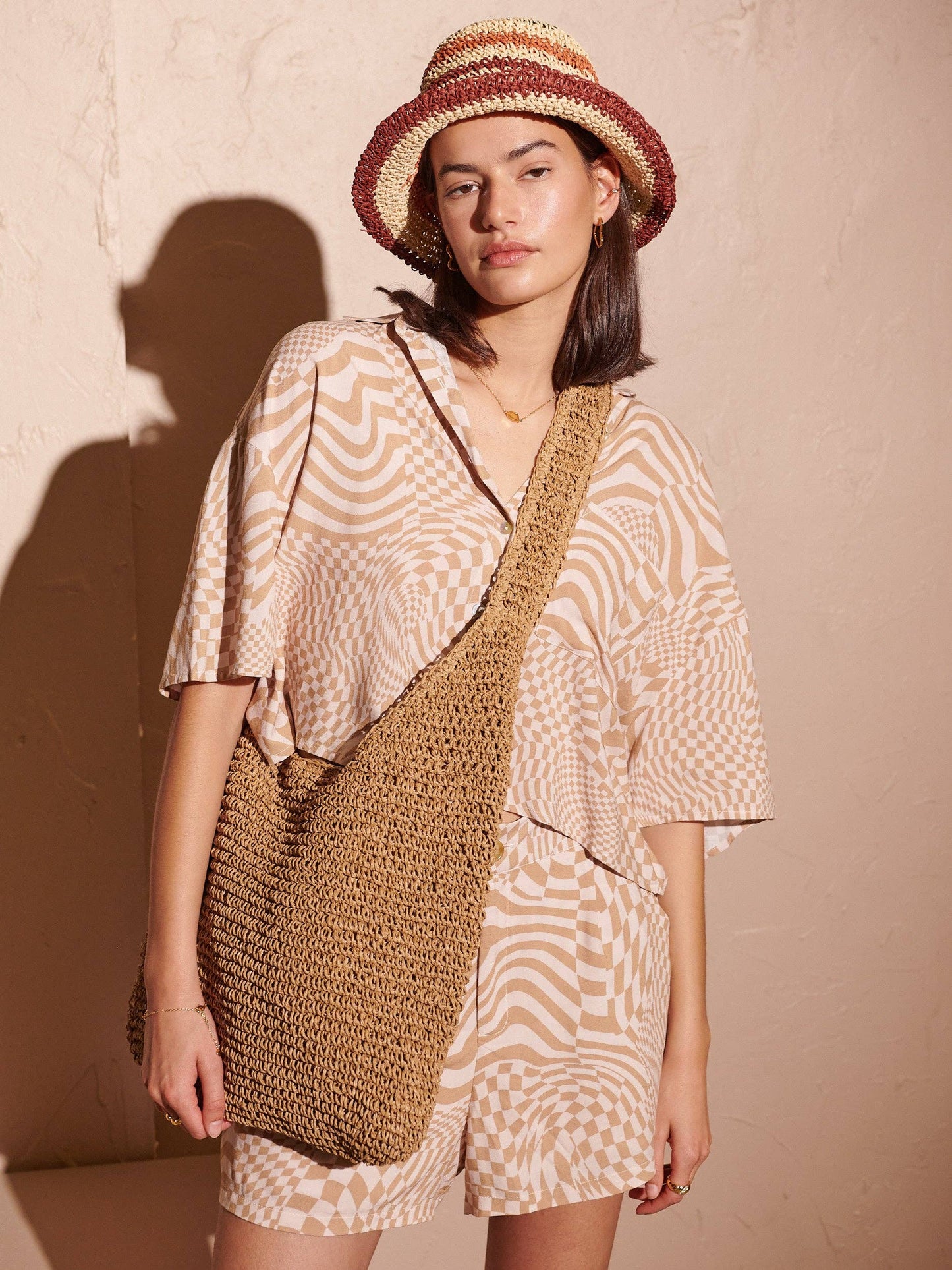Alana Striped Straw Bucket Hat