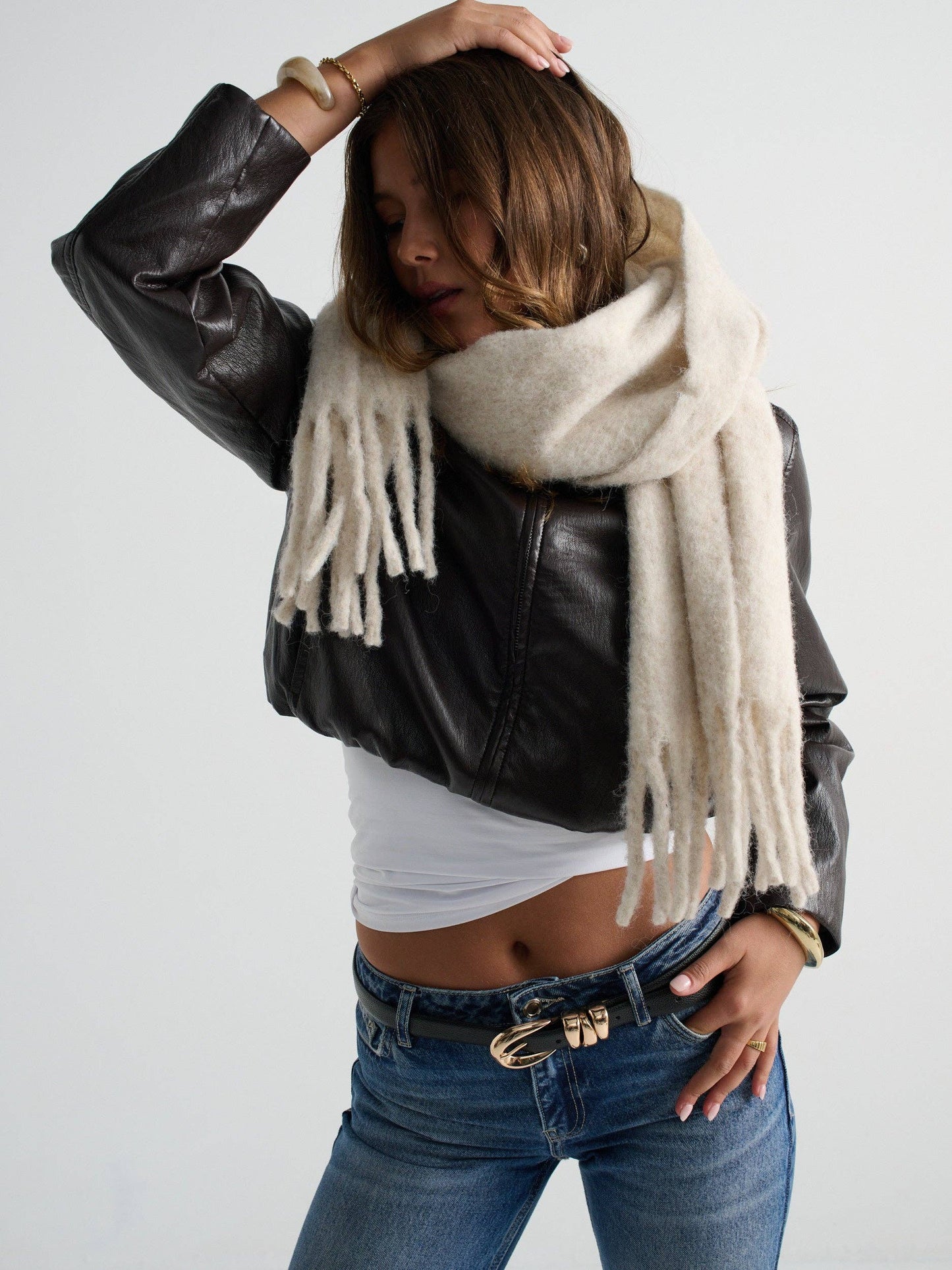 Oatmeal Betty Fluffy Scarf