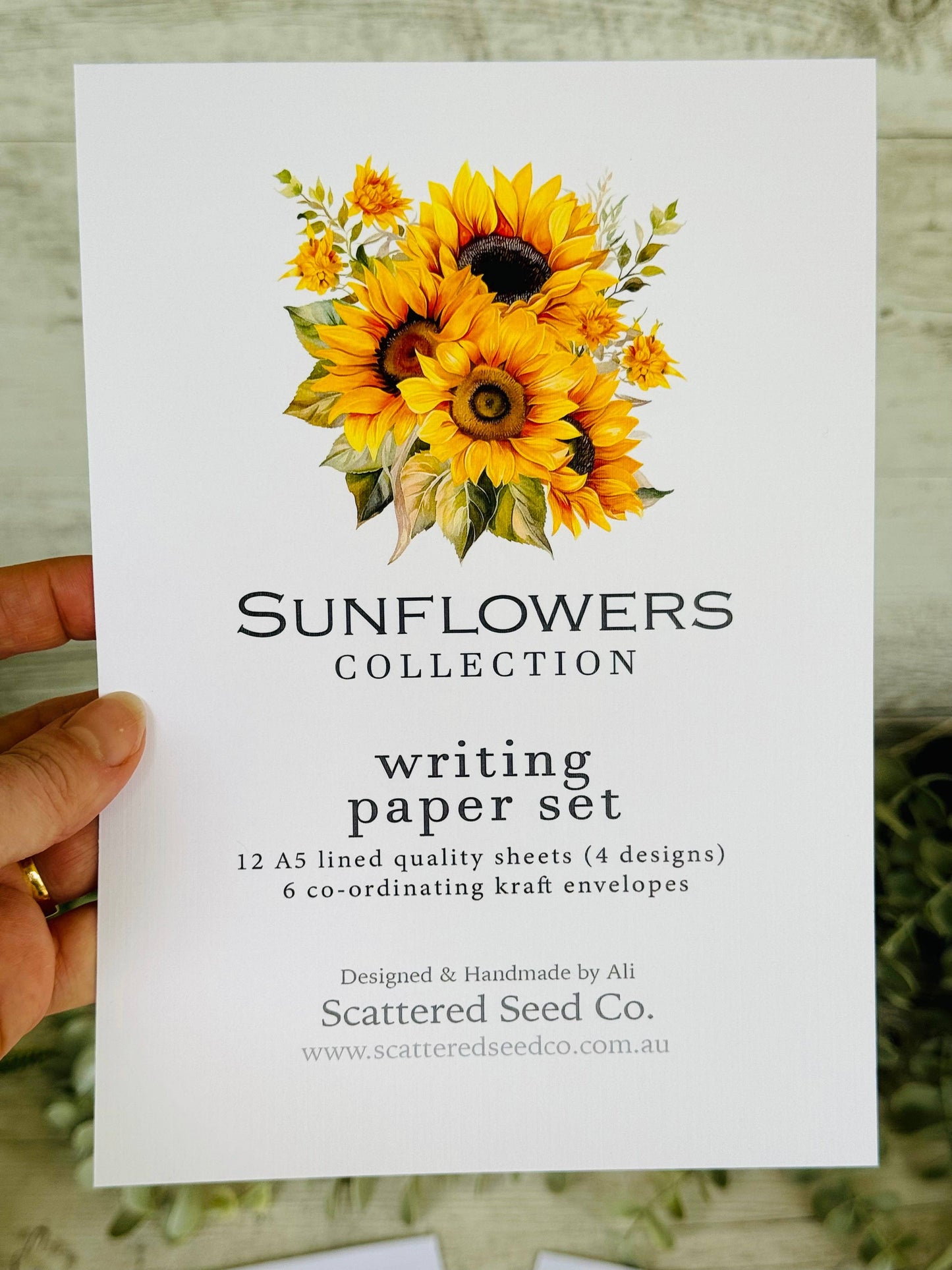 SUNFLOWERS Letter Writing Paper Set: Lined paper