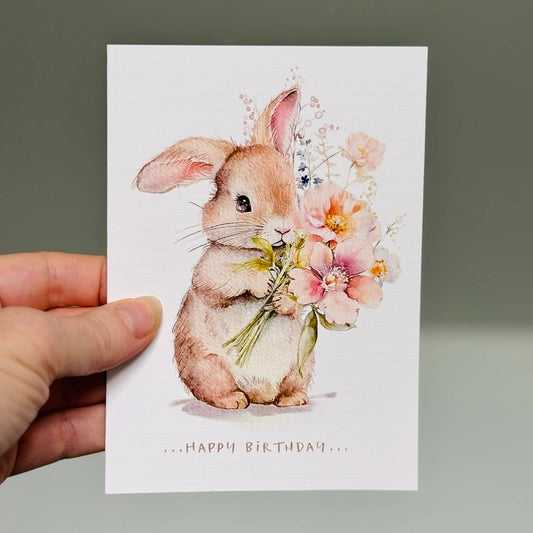 Floral Bunny card - Happy Birthday