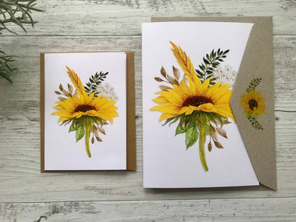 SUNFLOWERS cards set of 4: Mini set