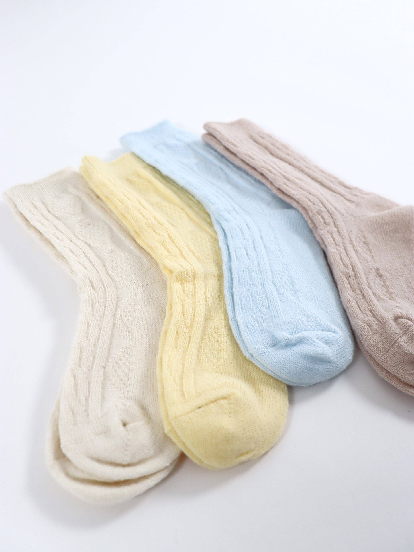 Fisherman Wool Crew Socks in Camel