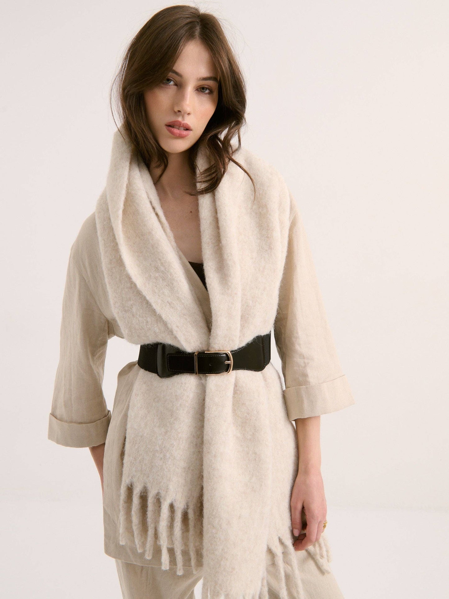 Oatmeal Betty Fluffy Scarf