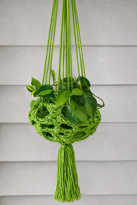 Meadow Macrame Plant Hanger by The Green Home, front view.