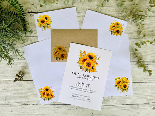 SUNFLOWERS Letter Writing Paper Set: Lined paper