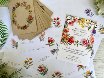 AUSTRALIAN Native Floral Psalm 91 Letter Writing set: Lined paper