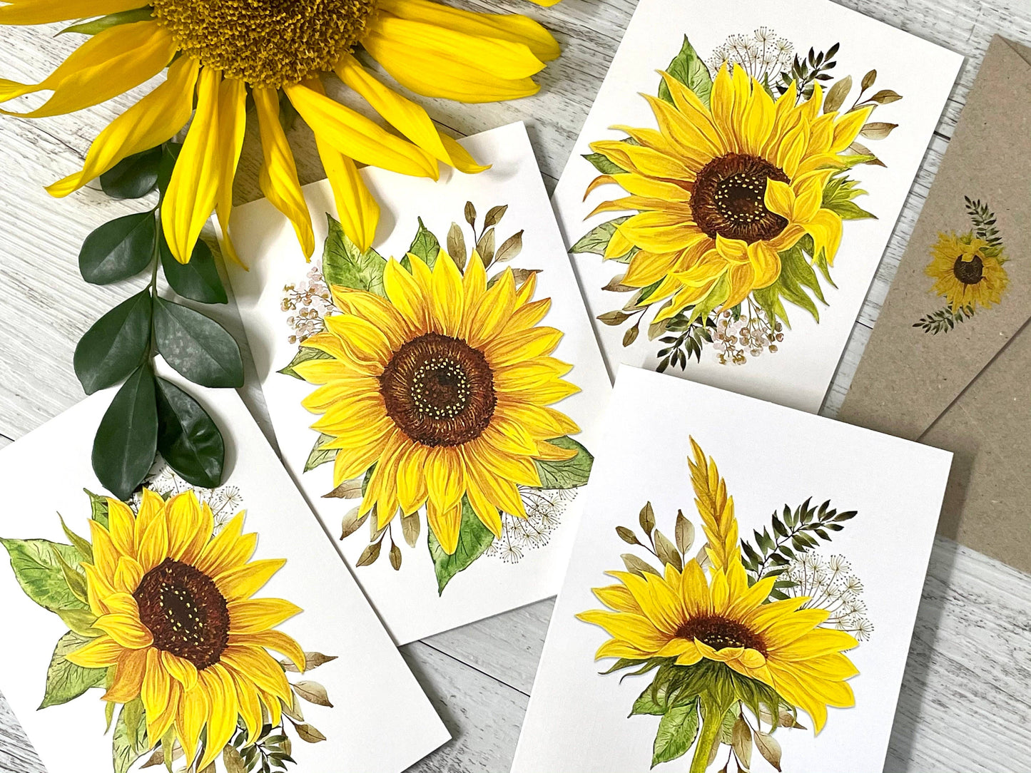 SUNFLOWERS cards set of 4: Mini set